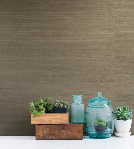 Kenneth James 63-65655 Jin Light Grey Grasscloth Wallpaper
