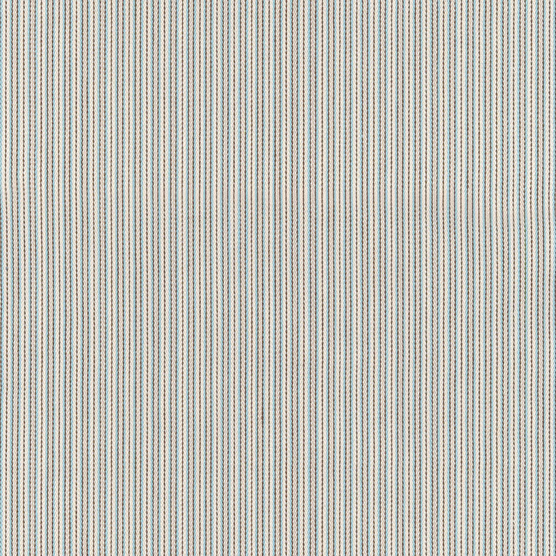Schumacher 63000 BAKER COTTON STRIPE in IVORY/AQUA/MOCHA Fab