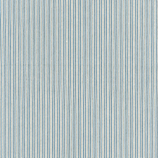 Schumacher 63003 BAKER COTTON STRIPE in IVORY/CHAMBRAY/INDIG