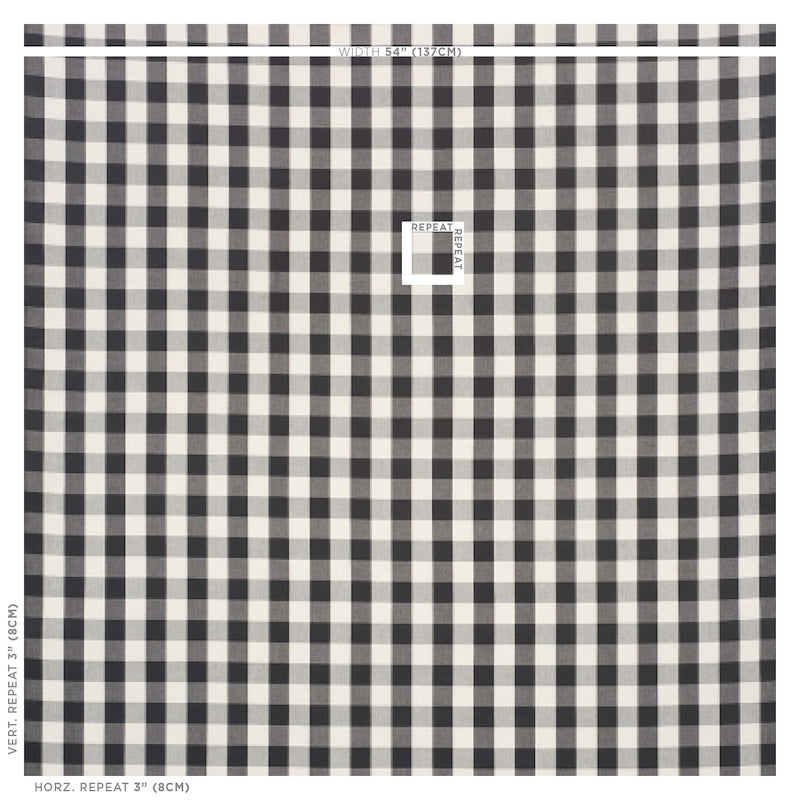 Schumacher Camden Cotton Check Black Fabric