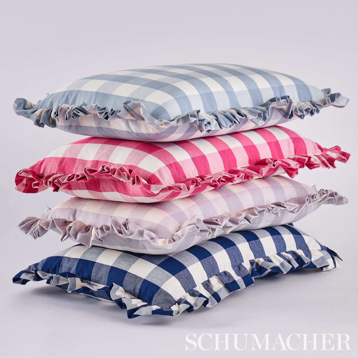 Schumacher Camden Cotton Check Lilac Fabric