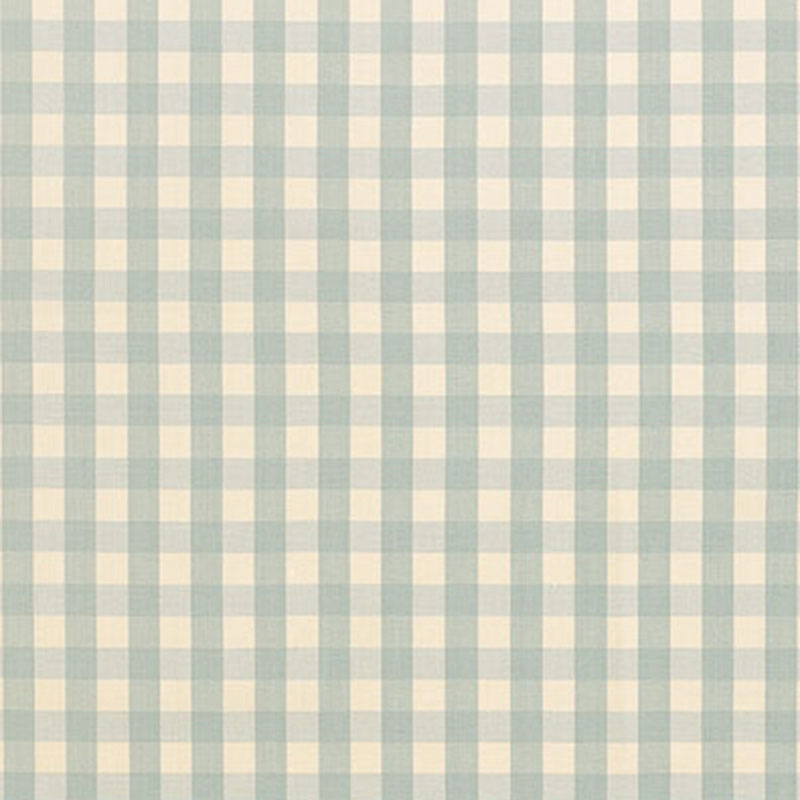Schumacher Elton Cotton Check Aqua Fabric