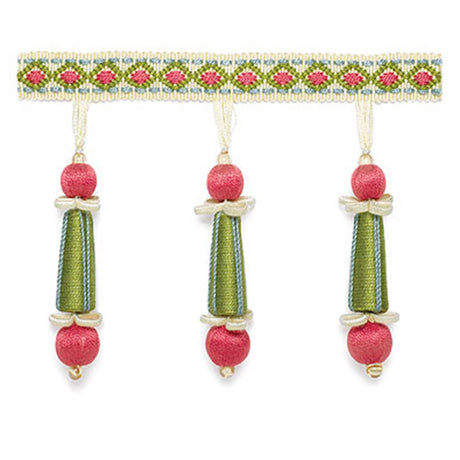 Schumacher 63281 ADDINGTON MOLDED TASSEL FRINGE in BLOOM Tri