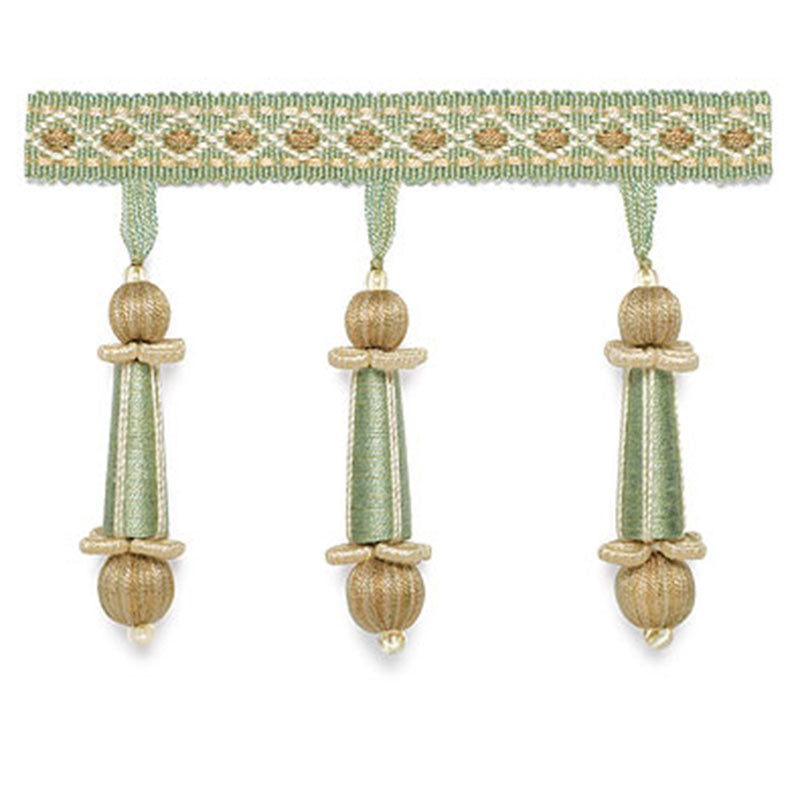 Schumacher 63282 ADDINGTON MOLDED TASSEL FRINGE in MINERAL T
