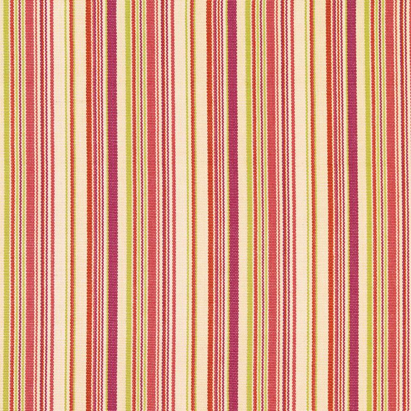 Schumacher Malibu Stripe Cerise Fabric - Eade's Wallpaper