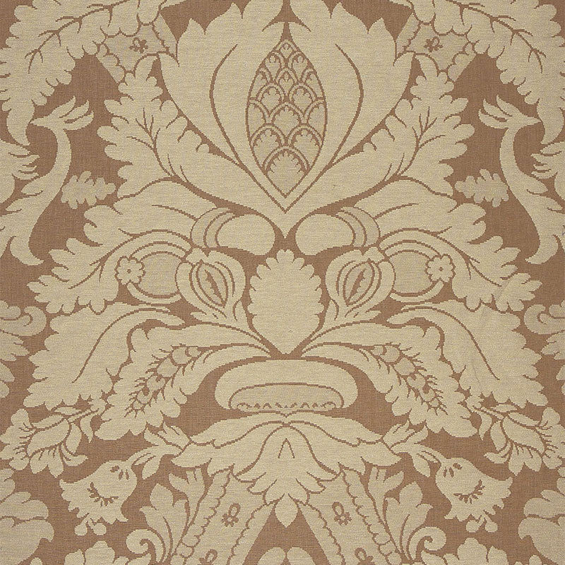 Schumacher Fitzroy Linen Damask Camel Fabric