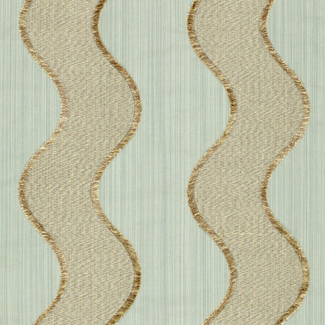 Schumacher Wavelength Aqua Fabric - Eade's Wallpaper