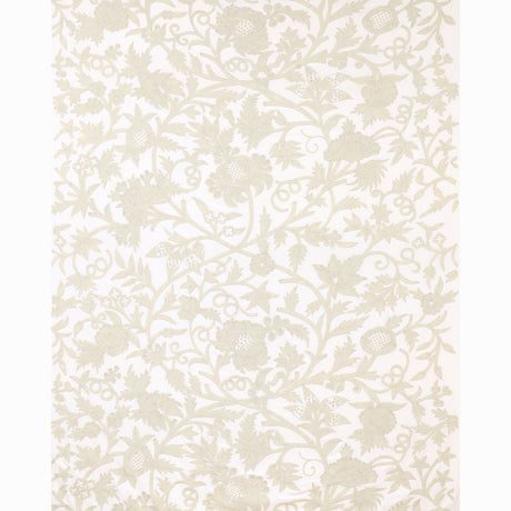 Schumacher Sissinghurst Crewel Ivory Fabric - Eade's Wallpaper