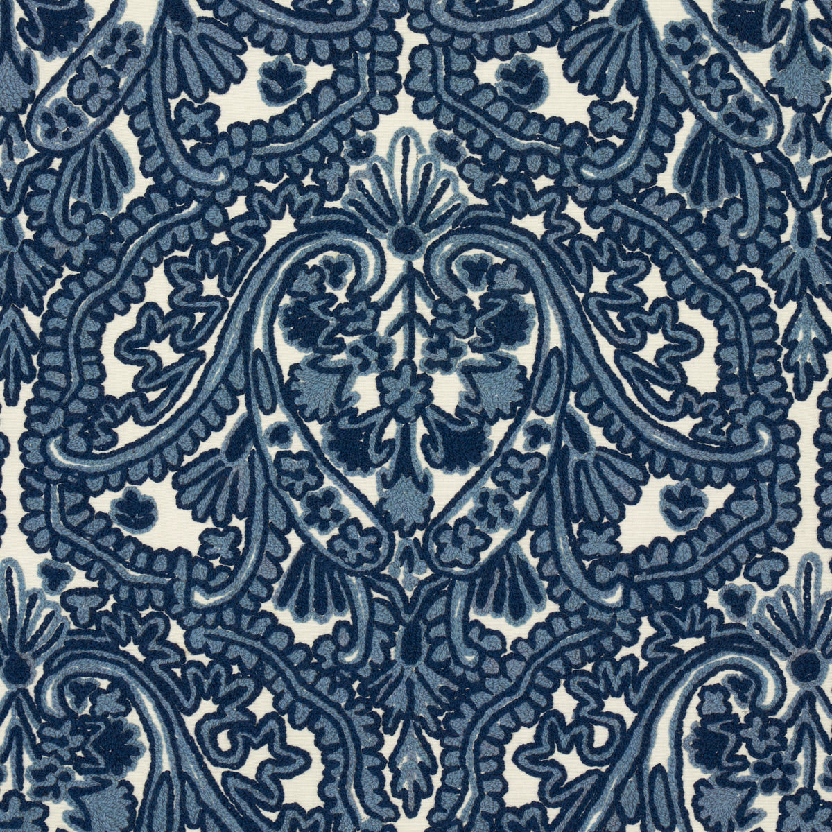 Schumacher 64310 Claremont Crewel Embroidery in DELFT Fabric
