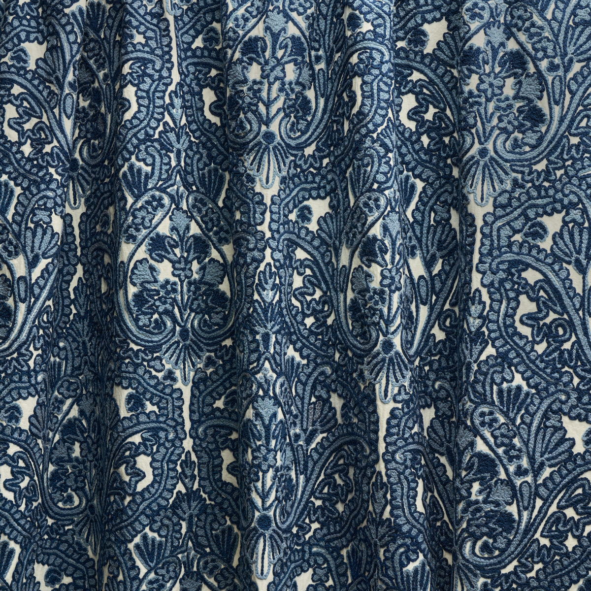 Schumacher 64310 Claremont Crewel Embroidery in DELFT Fabric