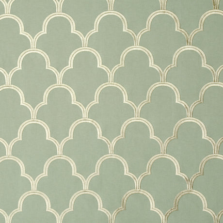 Schumacher Scallop Embroidery Mineral Fabric - Eade's Wallpaper