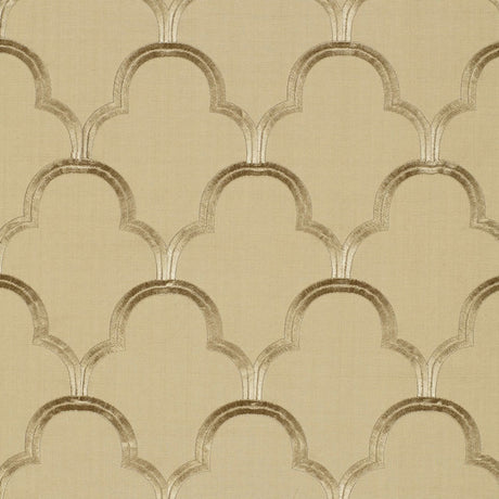 Schumacher Scallop Embroidery Sesame Fabric - Eade's Wallpaper