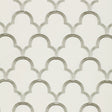 Schumacher Scallop Embroidery Platinum Fabric - Eade's Wallpaper