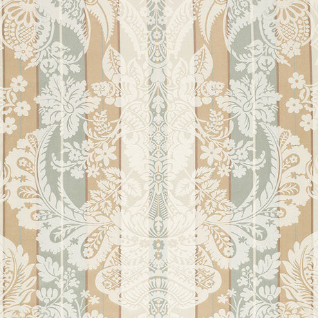 Schumacher Savannah Imberline Damask Ciel Fabric - Eade's Wallpaper