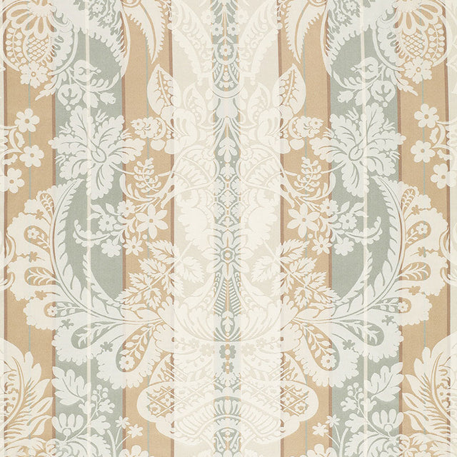 Schumacher Savannah Imberline Damask Ciel Fabric - Eade's Wallpaper