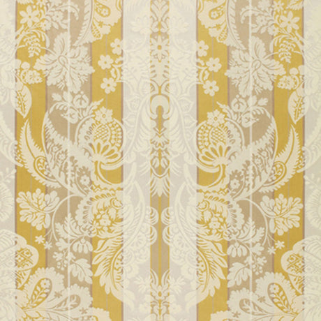 Schumacher Savannah Imberline Damask Chardonnay Fabric - Eade's Wallpaper