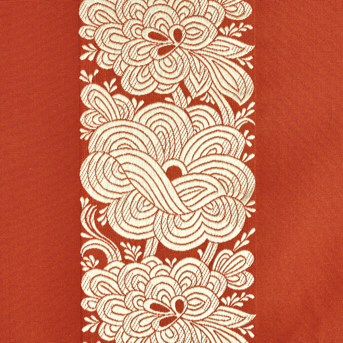 Schumacher Mandarin Silk Stripe Coral Fabric - Eade's Wallpaper