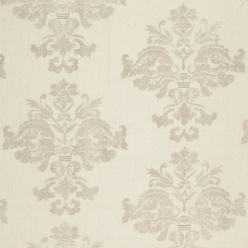 Schumacher Margaux Linen Embroidery Winter White Fabric - Eade's Wallpaper