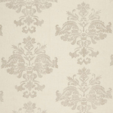 Schumacher Margaux Linen Embroidery Winter White Fabric - Eade's Wallpaper