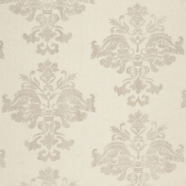 Schumacher Margaux Linen Embroidery Winter White Fabric - Eade's Wallpaper