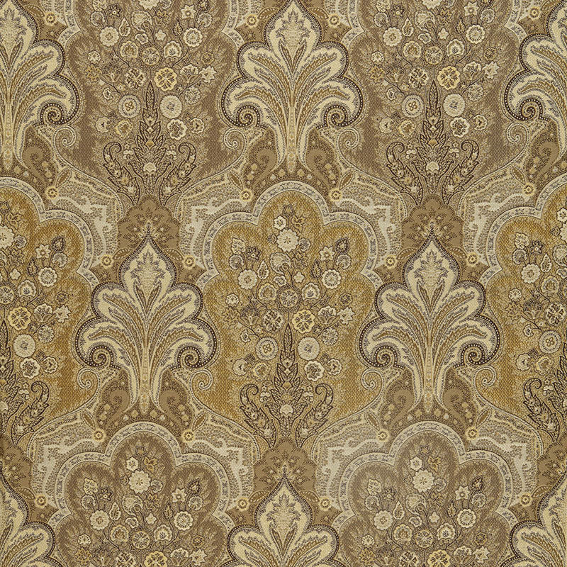 Schumacher New Castle Paisley Travertine Fabric - Eade's Wallpaper