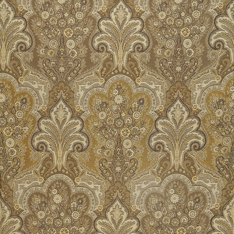 Schumacher New Castle Paisley Travertine Fabric - Eade's Wallpaper