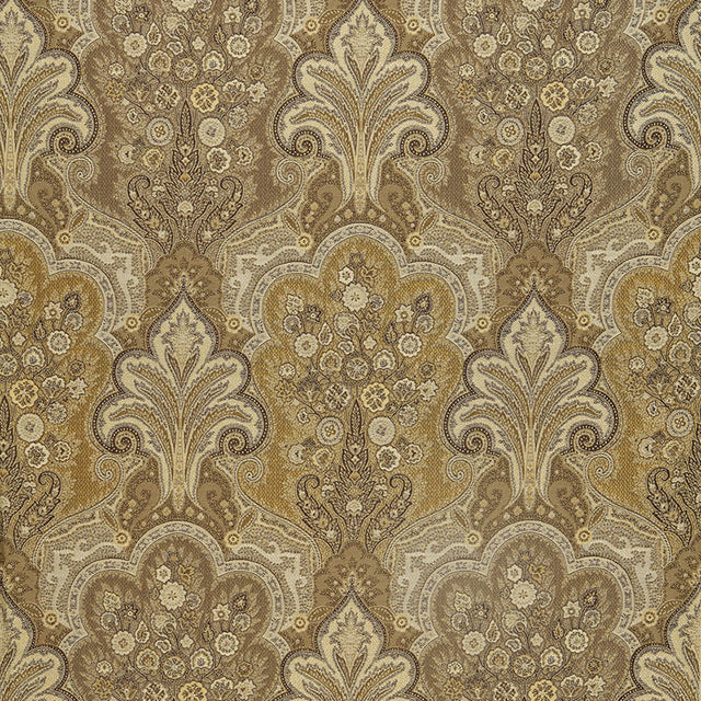 Schumacher New Castle Paisley Travertine Fabric - Eade's Wallpaper