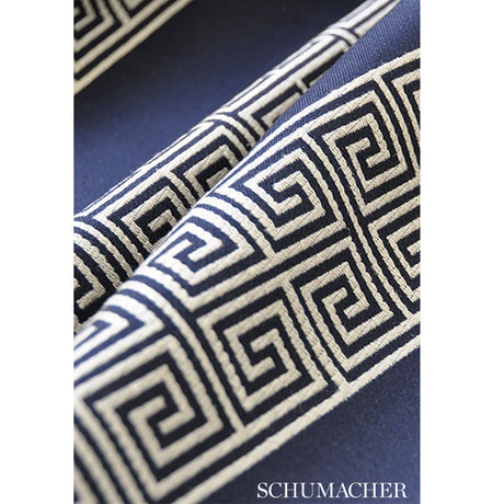 Schumacher Maiandros Weave Indigo Fabric - Eade's Wallpaper