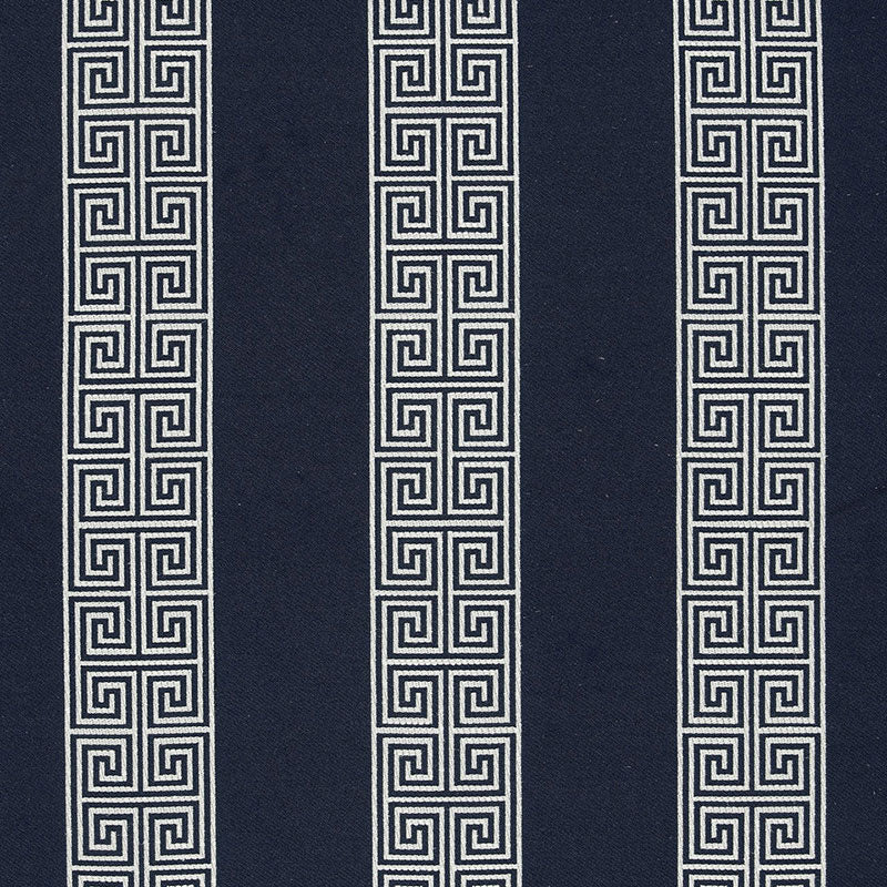 Schumacher Maiandros Weave Indigo Fabric - Eade's Wallpaper