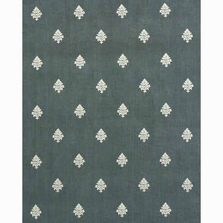 Schumacher Lorenzo Embroidery Midnight Fabric - Eade's Wallpaper
