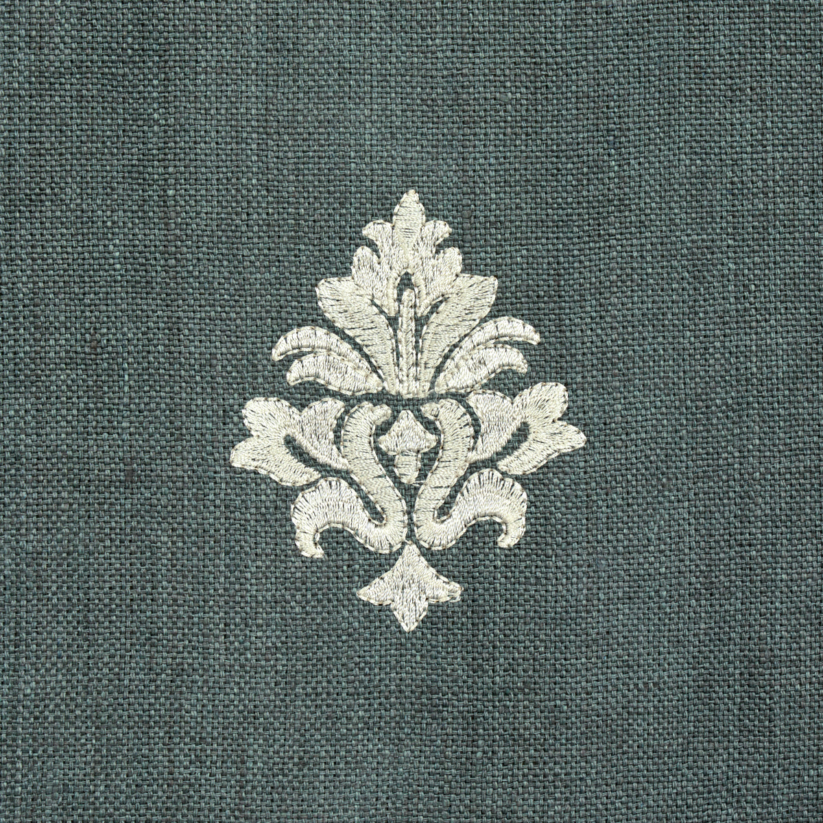 Schumacher Lorenzo Embroidery Midnight Fabric - Eade's Wallpaper