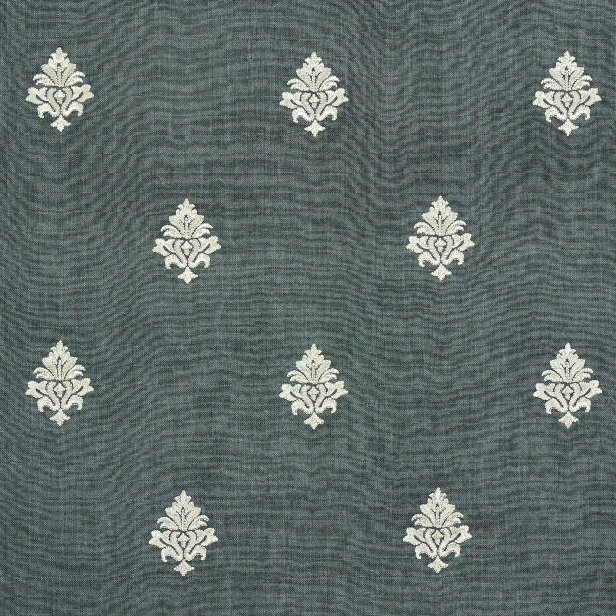 Schumacher Lorenzo Embroidery Midnight Fabric - Eade's Wallpaper