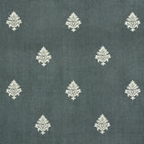 Schumacher Lorenzo Embroidery Midnight Fabric - Eade's Wallpaper