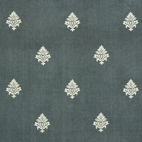 Schumacher Lorenzo Embroidery Midnight Fabric - Eade's Wallpaper