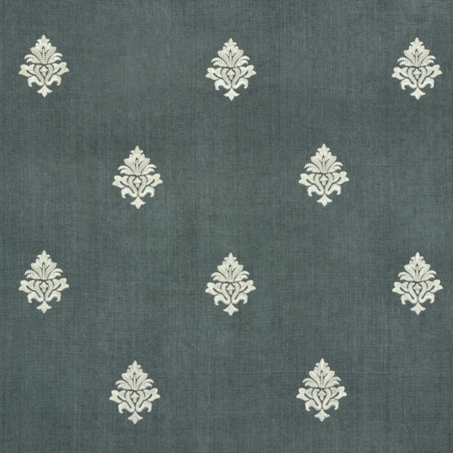Schumacher Lorenzo Embroidery Midnight Fabric - Eade's Wallpaper