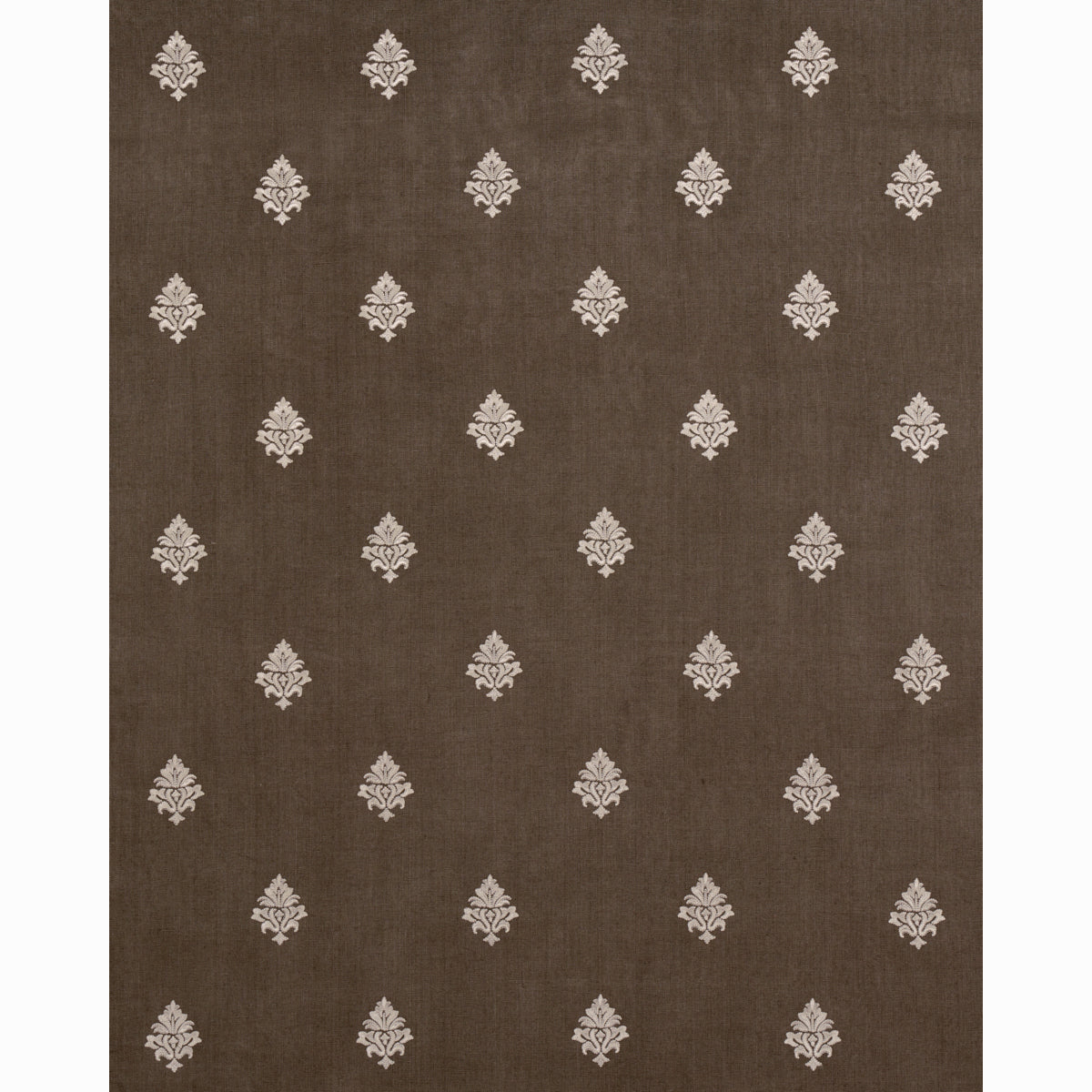 Schumacher Lorenzo Embroidery Coffee Bean Fabric - Eade's Wallpaper