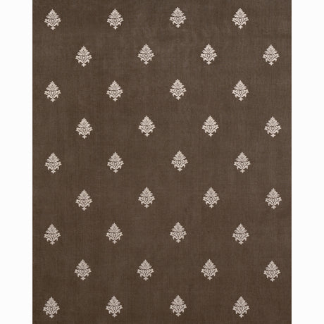 Schumacher Lorenzo Embroidery Coffee Bean Fabric - Eade's Wallpaper