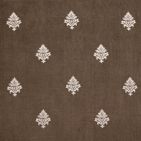 Schumacher Lorenzo Embroidery Coffee Bean Fabric - Eade's Wallpaper