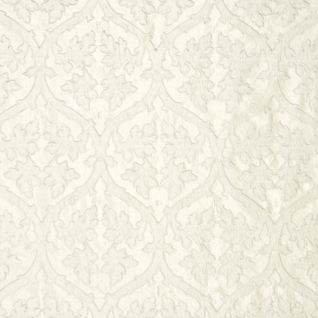 Schumacher Ravenna Embroidery Silver Fabric - Eade's Wallpaper
