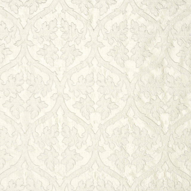 Schumacher Ravenna Embroidery Silver Fabric - Eade's Wallpaper