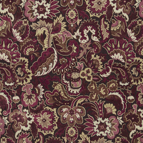 Schumacher Velours Oriental Aubergine Fabric - Eade's Wallpaper