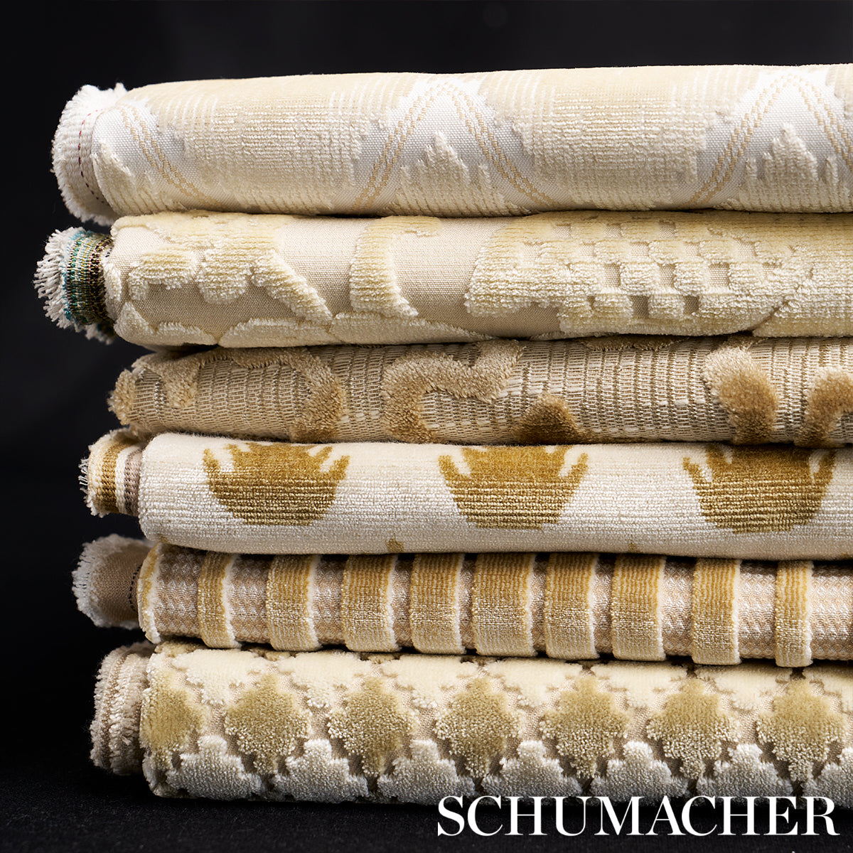 Schumacher Marrakesh Velvet Champagne Fabric - Eade's Wallpaper