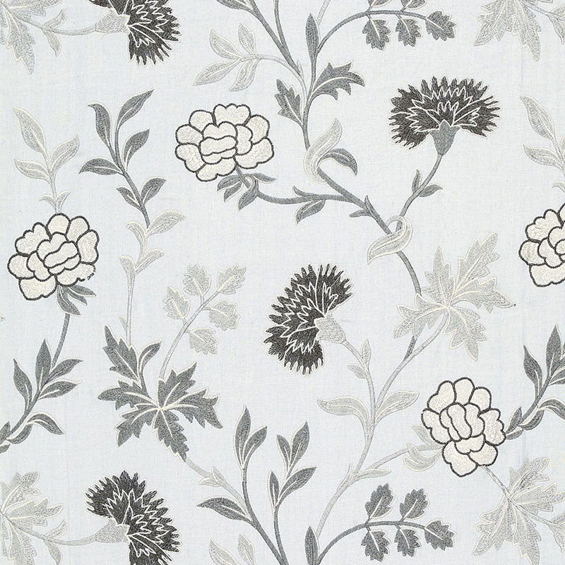 Schumacher Sheridan Embroidery Grisaille Fabric - Eade's Wallpaper