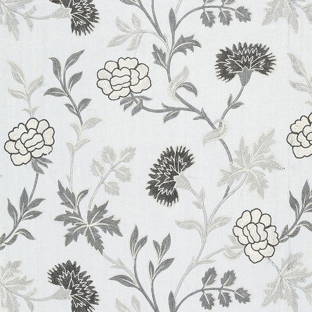 Schumacher Sheridan Embroidery Grisaille Fabric - Eade's Wallpaper