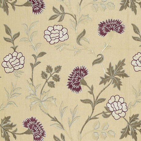 Schumacher Sheridan Embroidery Mulberry Fabric - Eade's Wallpaper