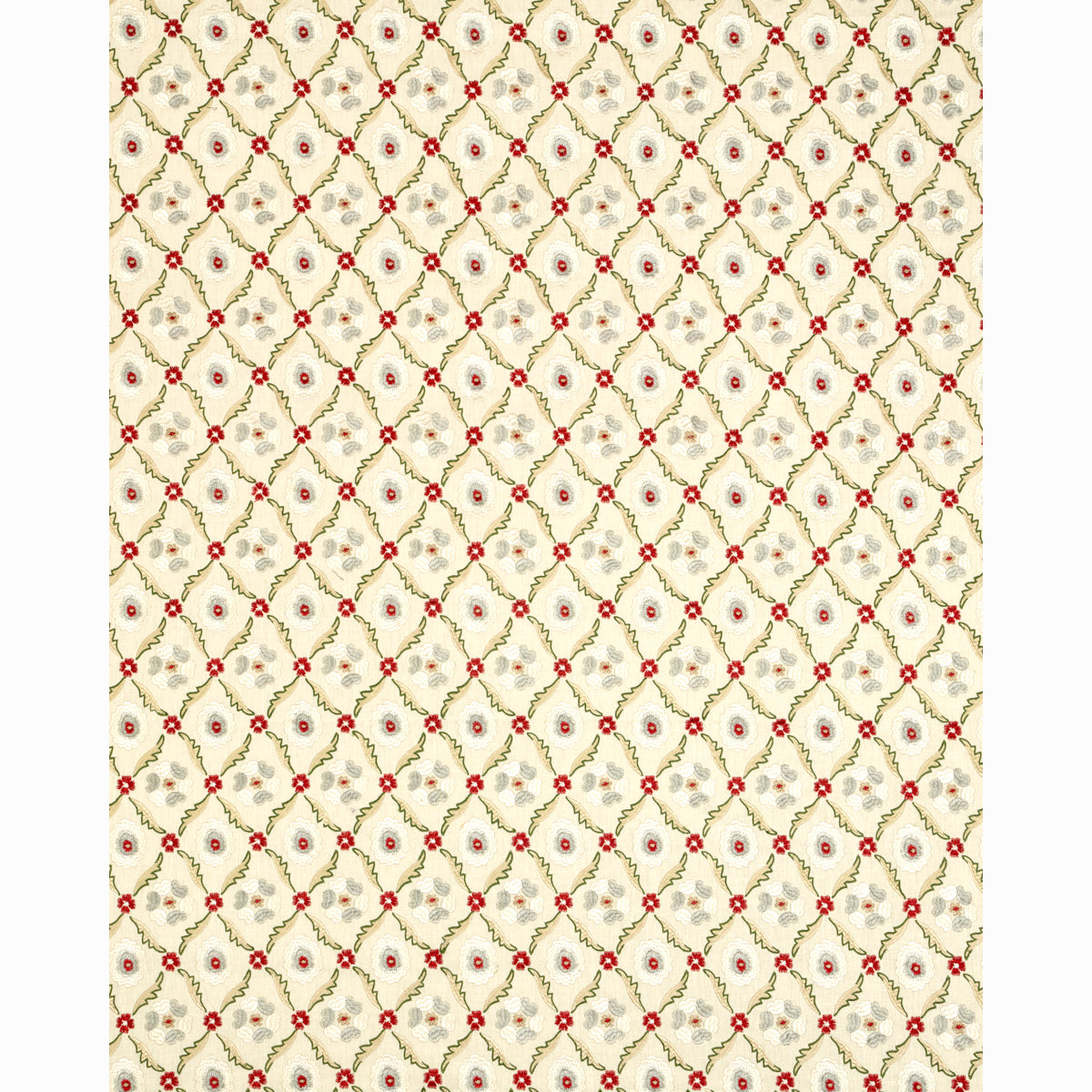 Schumacher Claremont Embroidery Crimson Fabric