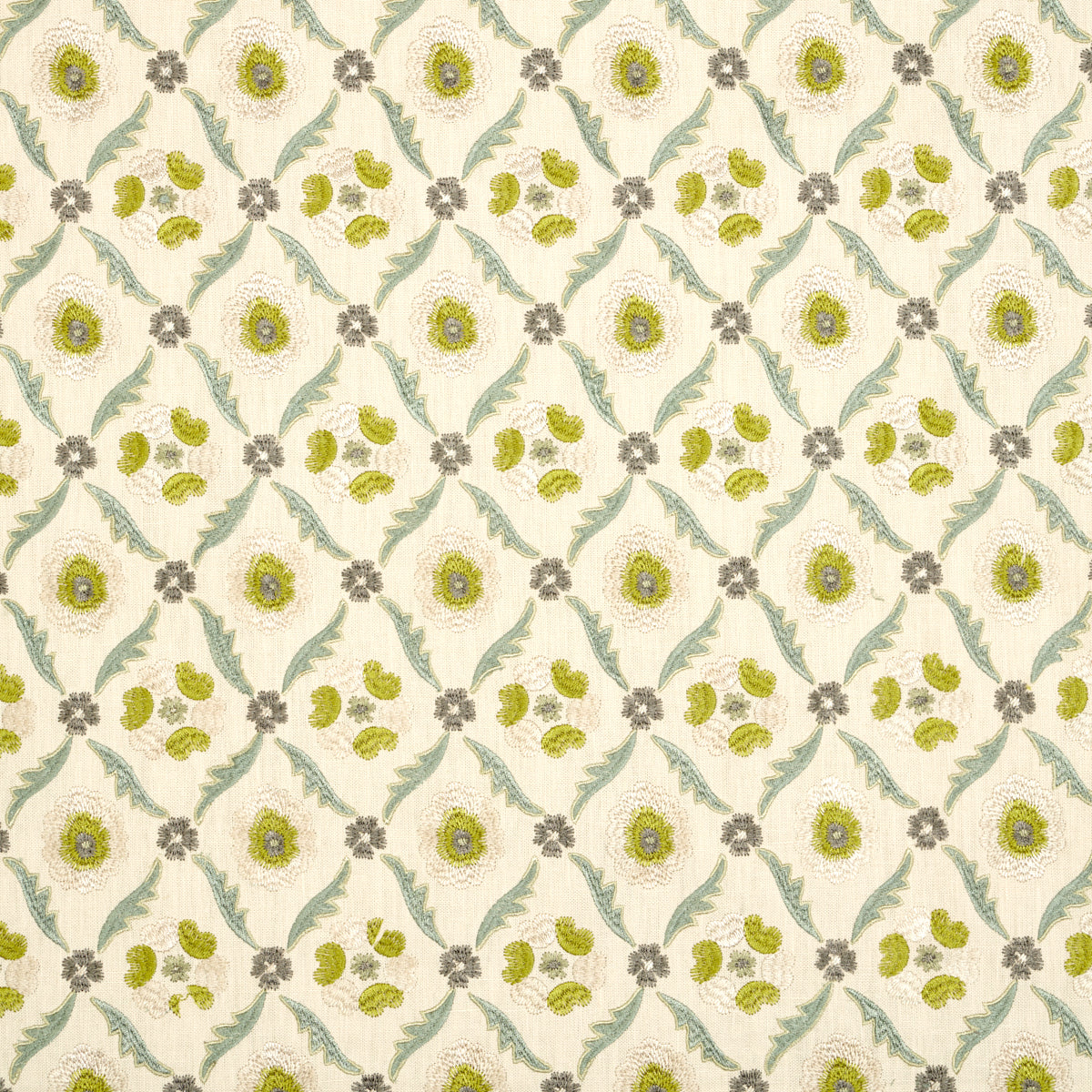 Schumacher Claremont Embroidery Chartreuse Fabric
