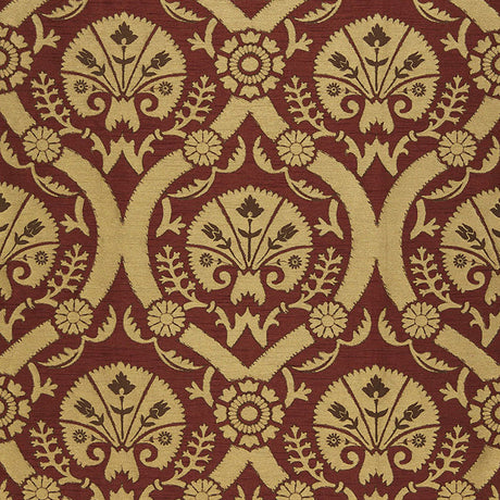 Schumacher Taza Damask Spice Fabric - Eade's Wallpaper