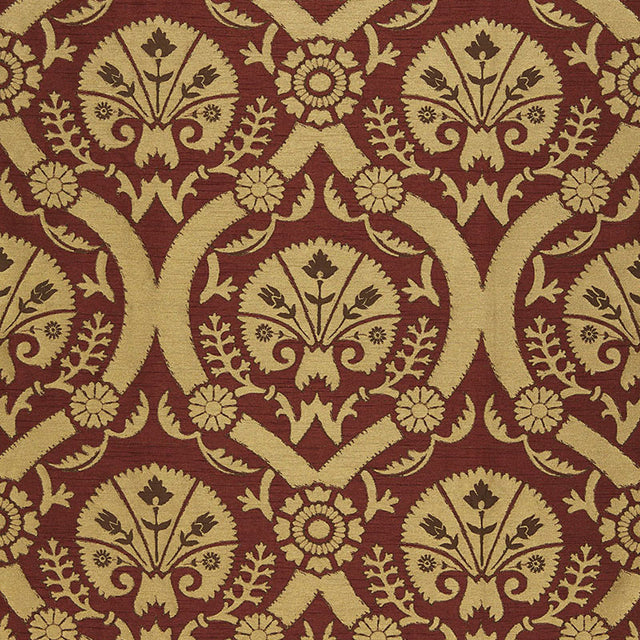 Schumacher Taza Damask Spice Fabric - Eade's Wallpaper