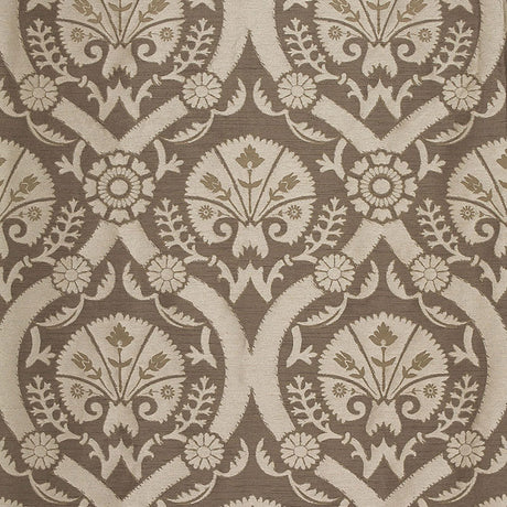 Schumacher Taza Damask Chanterelle Fabric - Eade's Wallpaper